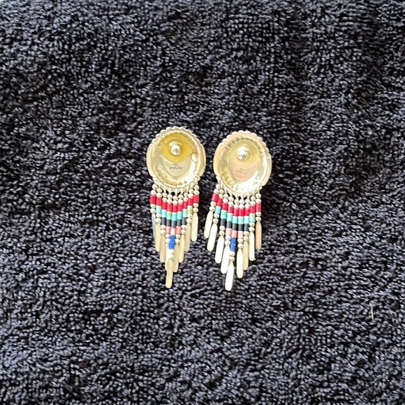 Southwestern Handcrafted Vintage Sterling Silver Post Dangle Earrings - Picture 3 of 5